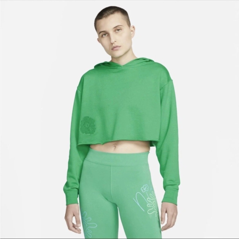 NIKE Vibrant Green Cropped Hoodie - Picture 1 of 9